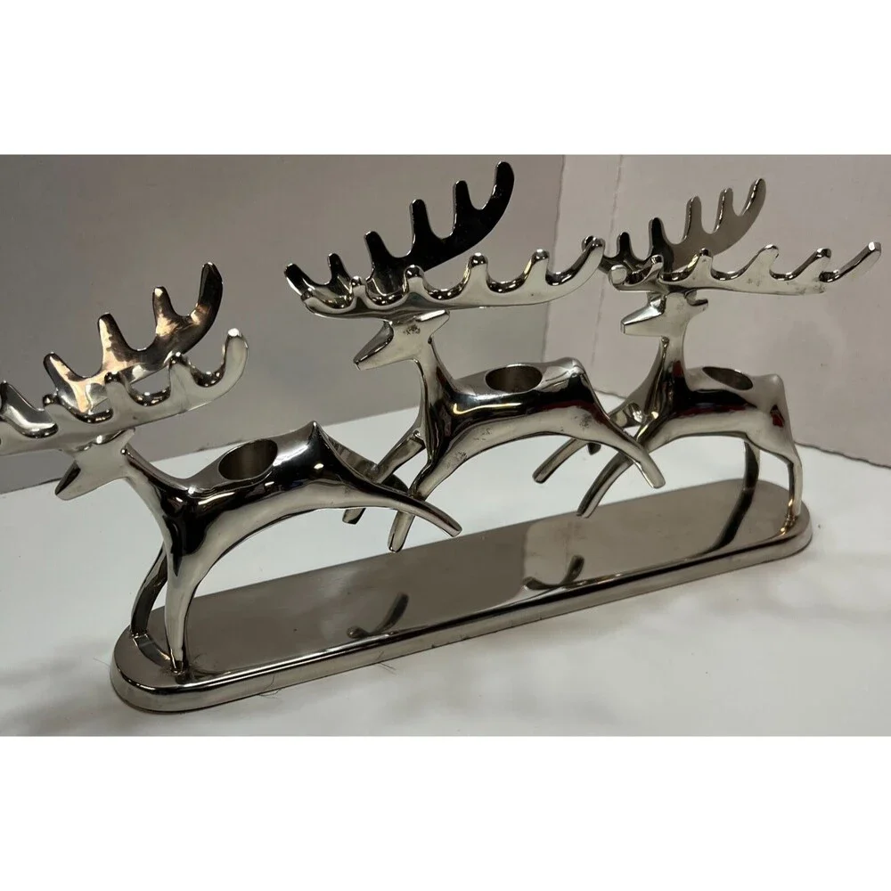 Pottery Barn silver reindeer candle holder candleholder winter christmas pb deer